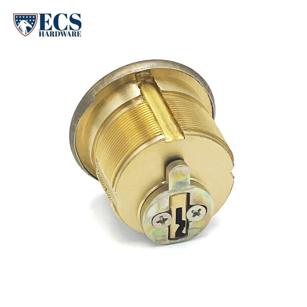 Ecs Hardware Durable Prem Mortise Cylinder, 1 in, Keyed Alike w/Ring, Schlage SC1 Keyway, US3, Bright Polished Brass - ECSH-MC01-US3-SC1-KA10