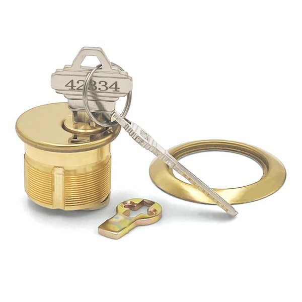 Ecs Hardware Durable Prem Mortise Cylinder, 1 in, Keyed Alike w/Ring, Schlage SC1 Keyway, US3, Bright Polished Brass - ECSH-MC01-US3-SC1-KA10