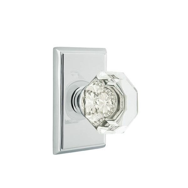 Emtek Old Town Crystal Knob 2-3/8 in Backset Passage w/Rectangular Rose for 1-1/4 in to 2 in Door - 8121OTUS26