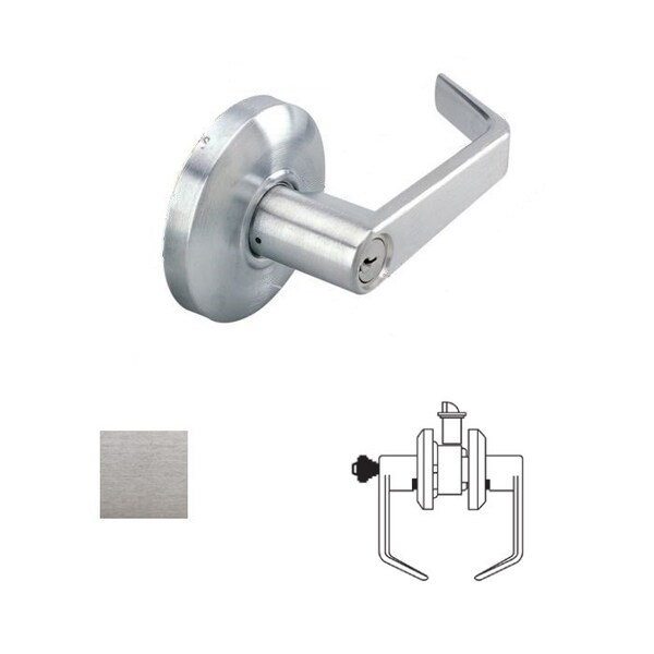 Cal-Royal Design Storeroom Lever Lock, 2-3/4 Backset, ASA Strike, Schlage C Keyway, US26D Satin Chrome - SL05-26D
