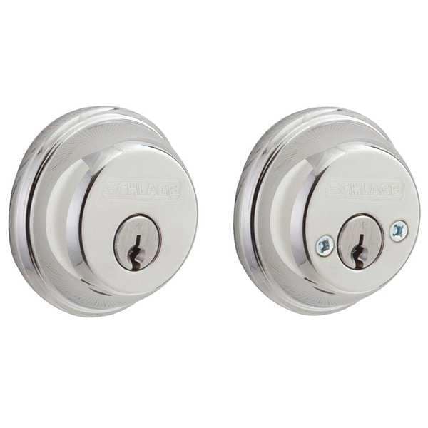 Schlage Deadbolt, Bright Chrome, Double Cylinder - B62N 625