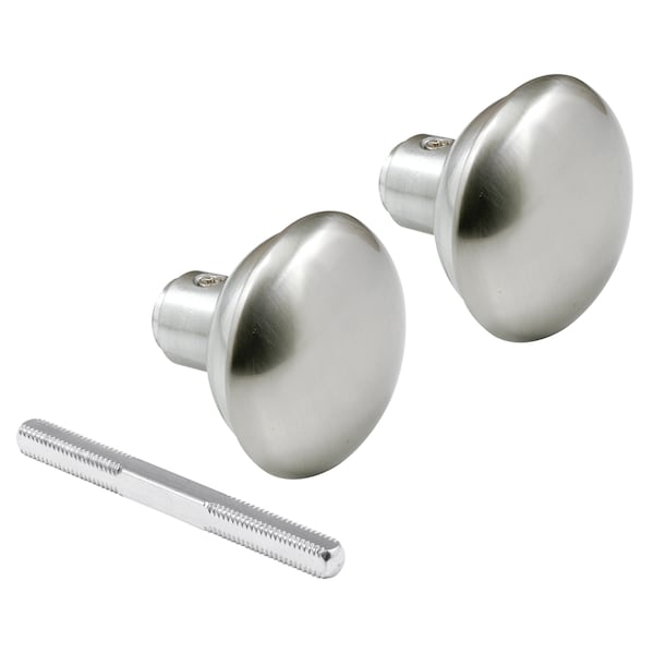 Prime-Line Solid Brass Vintage Door Knob Spindle Set, 2-1/4 In. Outside Diameter, Satin Nickel Single Pack - E 2498