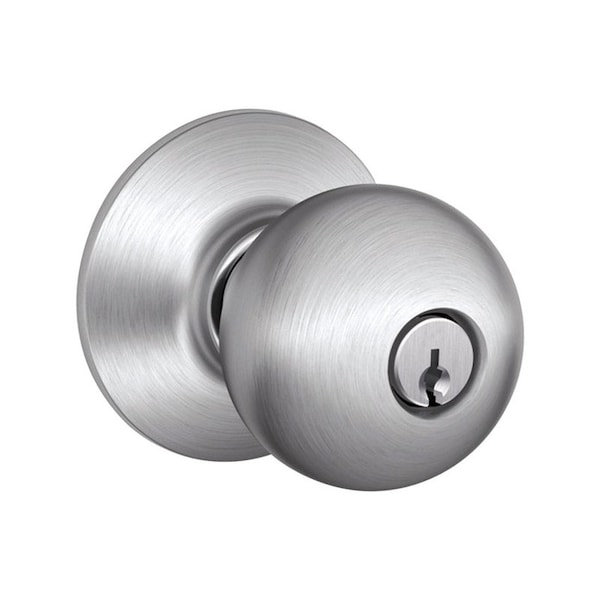 Schlage Schlage Orbit Satin Chrome Entry Door Knob 1-3/4 in. - F51CSVORB626