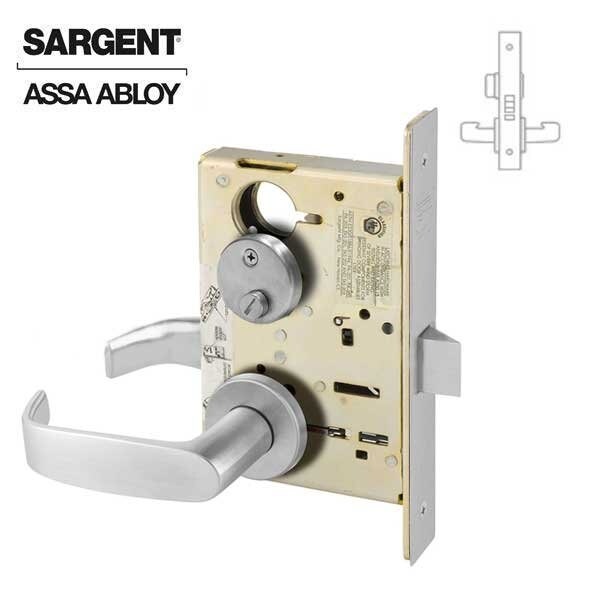 Sargent 8200 Series Mortise Lock Mechanical Privacy Bedroom or Bath LN Trim L Rose Satin Chrome Plated Finis - SRG-8265-LNL-26D