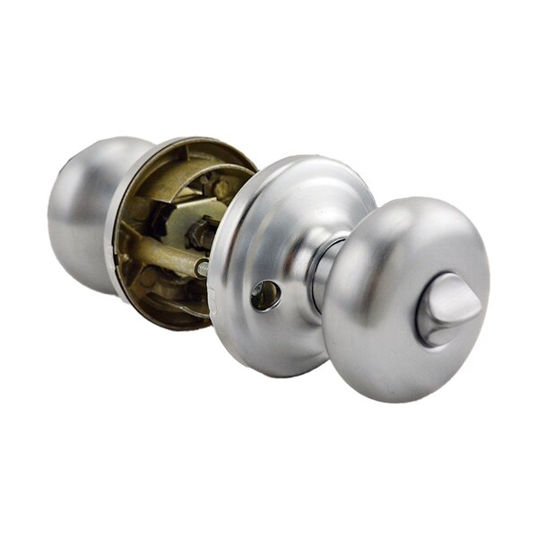 Kwikset Hancock Knob Entry Door Lock SmartKey with New Chassis with 6AL Latch, RCS Strike Satin Chrome Finish - 740H-26DS