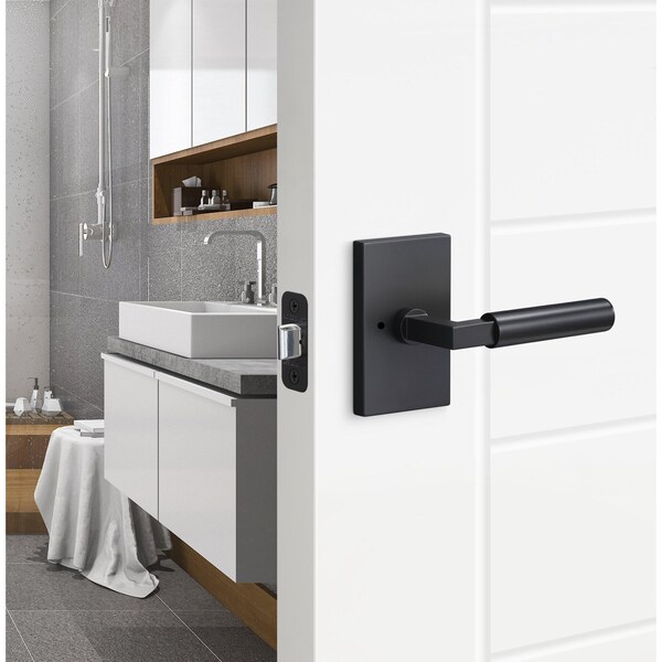 Sure-Loc Hardware Sure-Loc Hardware Levanto Privacy Rosette, Flat Black, Smooth Grip in Flat Black - LV102 FBL GRIP-SM FBL