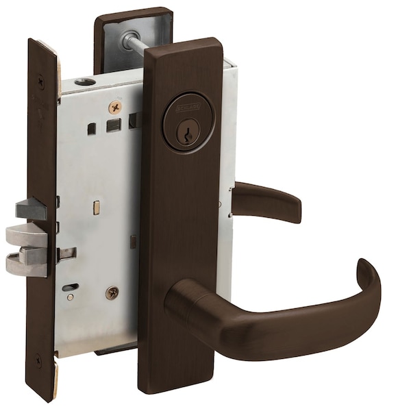 Schlage Grade 1 Storeroom Mortise Lock, Conventional Cylinder, S123 Keyway, 17 Lever, L Escutcheon, Aged Bro - L9080P 17L 643E