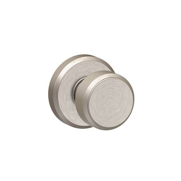 Schlage Residential Bowery Knob with Greyson Rose Passage Lock with 16080 Latch and 10027 Strike Satin Nickel Finish - F10BWE619GSN