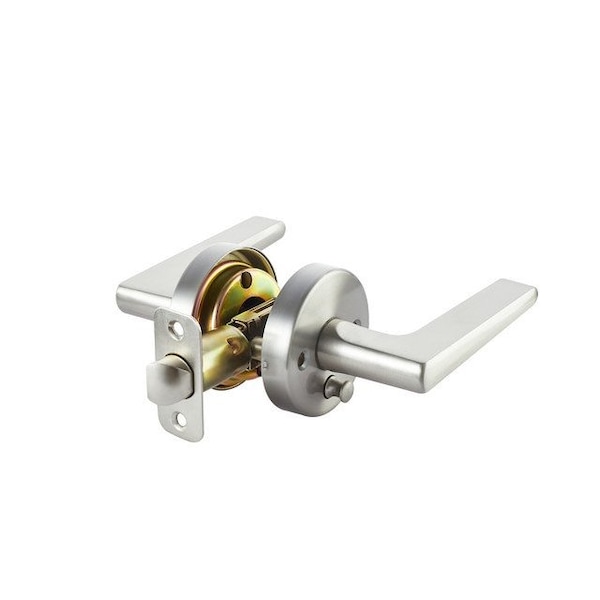 Sapphire Contra Collection Modern Satin Nickel Grade 3 Privacy Bed/Bath Door Handle with Lock - LS-CON40-US15