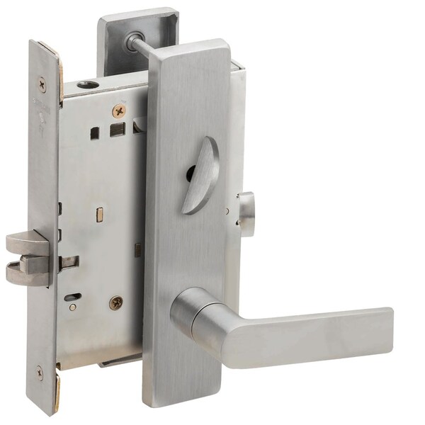 Schlage Grade 1 Bed Bathroom Privacy Mortise Lock, 01 Lever, L Escutcheon, Satin Chrm Fnsh, Field Reversible - L9040 01L 626