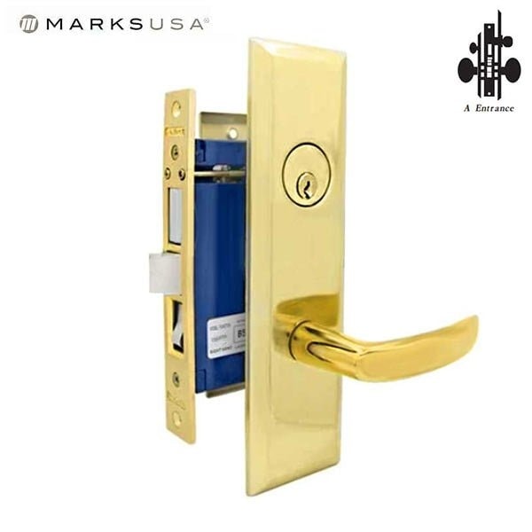 Marks Usa MarksGrade 2 Mortise 2-3/4 in Backset New Yorker, Titan Lever, Large Inside Plate Entrance - MRK-7NY96A-3-F2-RH