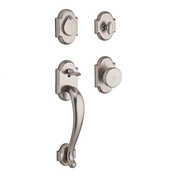 Baldwin Single Cylinder Adirondack Handleset, Rustic Knob, White Bronze - SC.ADIXRUS.RAR.492