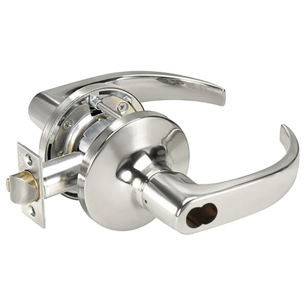 Yale Grade 1 Entry Cylindrical Lock, Pacific Beach Lever, SFIC Less Core, Bright Chrome Fnsh, Non-handed - B-PB5407LN 625
