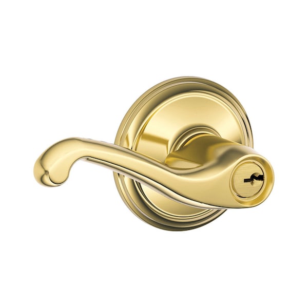 Schlage Schlage Flair Bright Brass Entry Lever KD4 1-3/4 in. - F51FLA605KA4