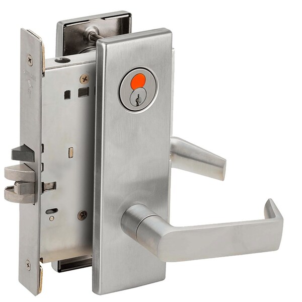 Schlage Grade 1 Storeroom Mortise Lock, Schlage FSIC With Construction Core, 06 Lever, N Escutcheon, Satin C - L9080T 06N 626