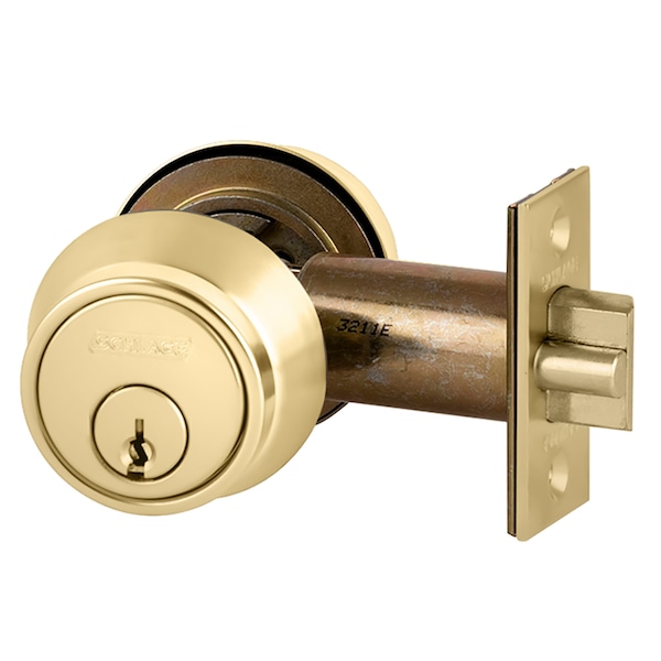 Schlage Grade 2, Double Cyl Deadlatch, C KWY, US3, Rectangle Stk, 5 Pins - B252PD 605