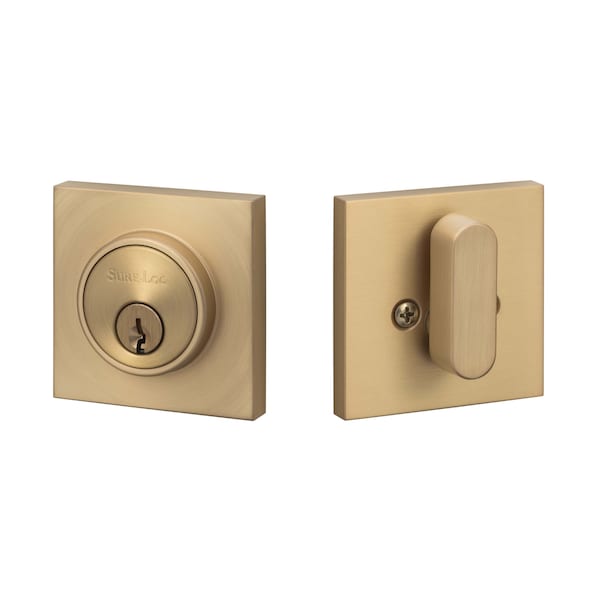 Sure-Loc Hardware Sure-Loc Hardware Modern Square Deadbolt, Satin Brass - DB201-SMD SB