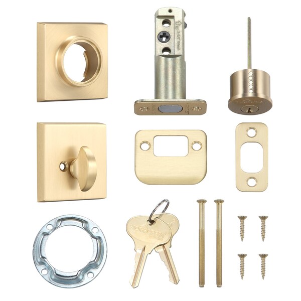 Sure-Loc Hardware Sure-Loc Hardware Modern Square Deadbolt, Satin Brass - DB201-SMD SB