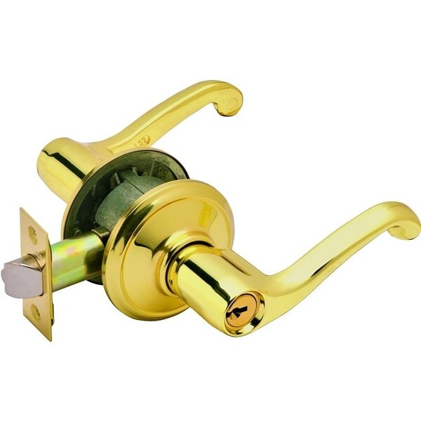 Schlage Flair Series Entry Lever Lockset, Brass, Brass - F51A V FLA 505