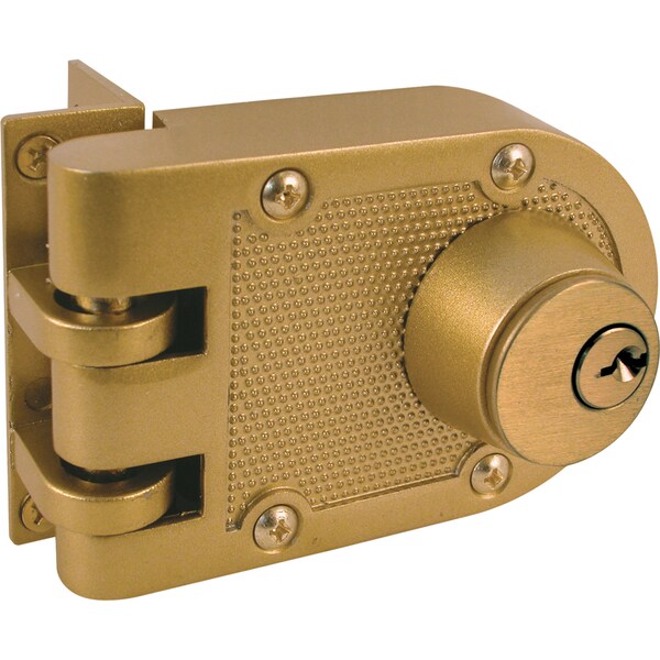 Prime-Line Jimmy-Resistant Deadlock, Diecast, Brass Color, Angle Strike, Double Cylinder Single Pack - U 9972