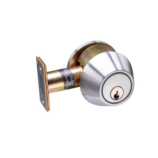 Trans Atlantic Co. LSV Saturn Brushed Chrome Grade 2 Commercial Cylindrical Entry Door Handle with 700 Series Single Cylinder Deadbolt Pack - DL-LSV53DB751-US26D