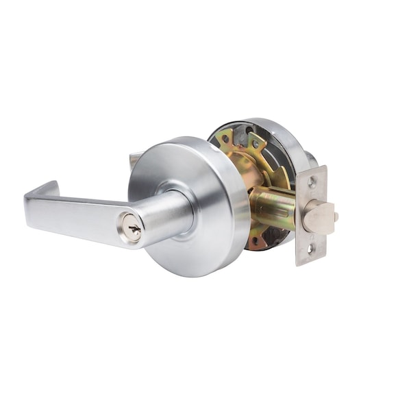 Trans Atlantic Co. LSV Saturn Brushed Chrome Grade 2 Commercial Cylindrical Entry Door Handle with 700 Series Single Cylinder Deadbolt Pack - DL-LSV53DB751-US26D