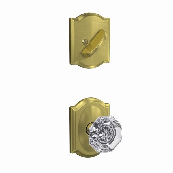 Schlage Residential Schlage Custom Alexandria Glass Knob with Camelot Rose Interior Active Trim with 16680 Latch and - FC59ALX608CAM