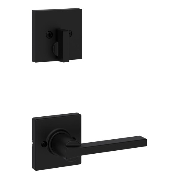 Kwikset Single Cylinder Interior Casey Lever Trim with Square Rose Matte Black Finish - 971CSLSQT-514