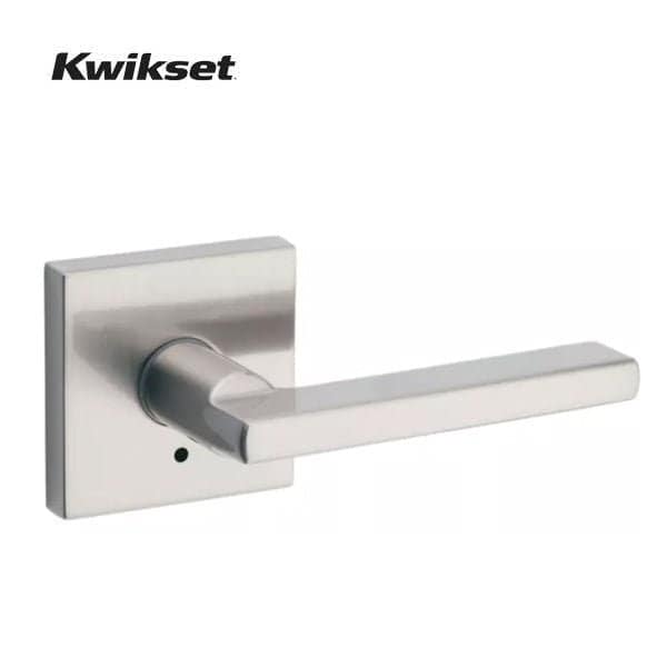 Kwikset Halifax Privacy Lever with Square Rose Satin Nickel - KWS-730HFL-SQT-15-6AL-RCS-V1