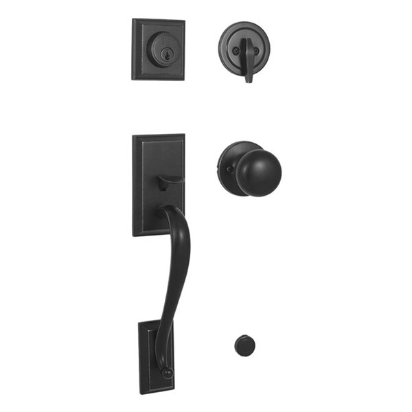 Weslock Mercy Single Cylinder Handleset with Salem Knob Matte Black Finish - 02830-2S2FR2D