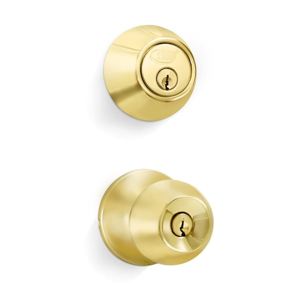 Premier Lock Entry Door Knob Combo Lock Set with Deadbolt Set of 3, Keyed Alike, Solid Brass, 3PK - ED02-3