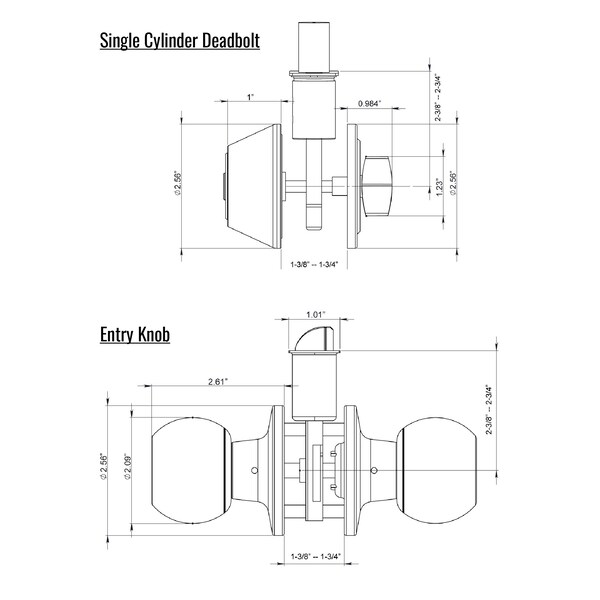 Premier Lock Entry Door Knob Combo Lock Set with Deadbolt Set of 3, Keyed Alike, Solid Brass, 3PK - ED02-3