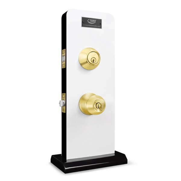 Premier Lock Entry Door Knob Combo Lock Set with Deadbolt Set of 3, Keyed Alike, Solid Brass, 3PK - ED02-3