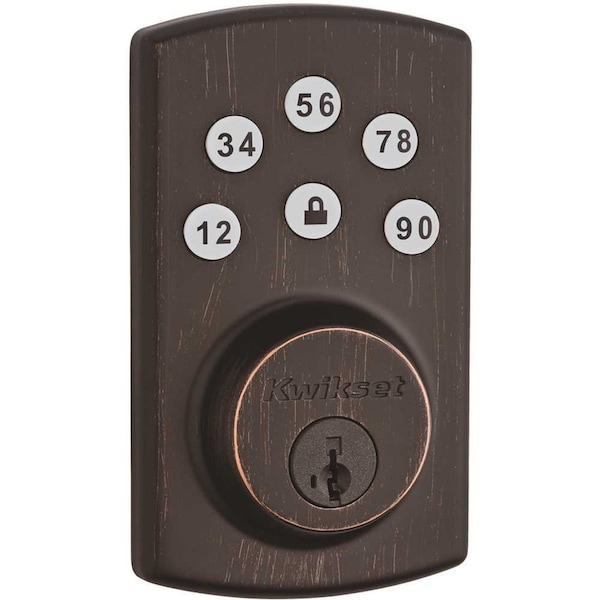 Kwikset Powerbolt2 Venetian Bronze Single Cylinder Electronic Deadbolt Featuring SmartKey Security - 907 11P SMT CAL RCS CP