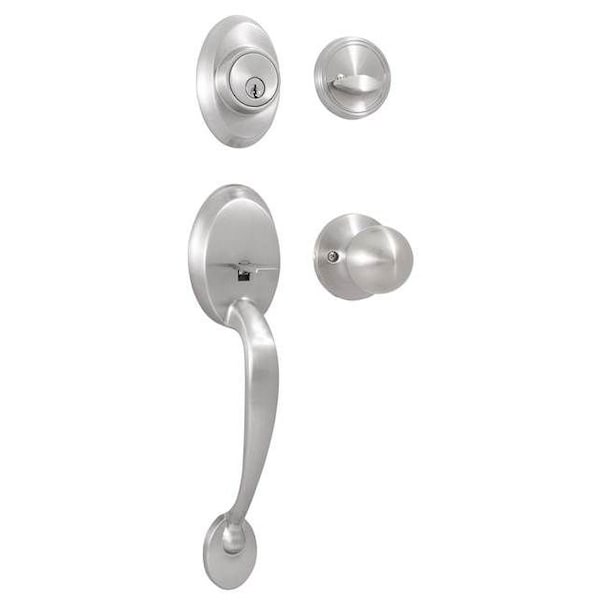 Weslock Hillcrest SGL CYL Handleset Hudson Trim Satin Nickel - 02810-NGNFR2D