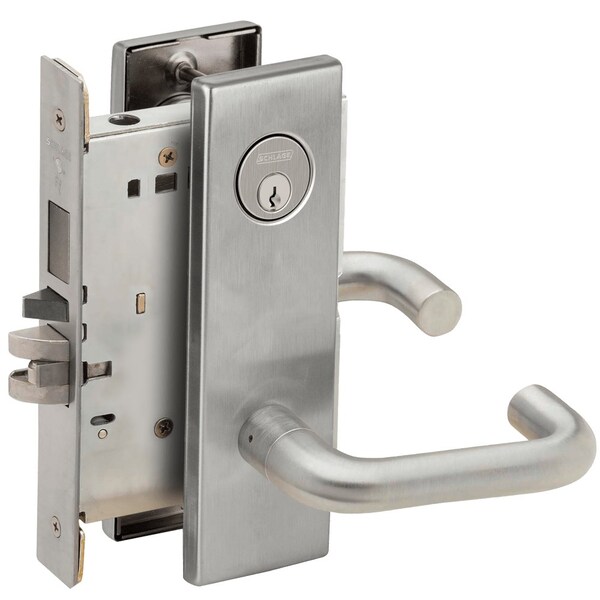Schlage Faculty Restroom Mortise Lock, 03N Design, Satin Chrome - L9485P 03N 626 LH
