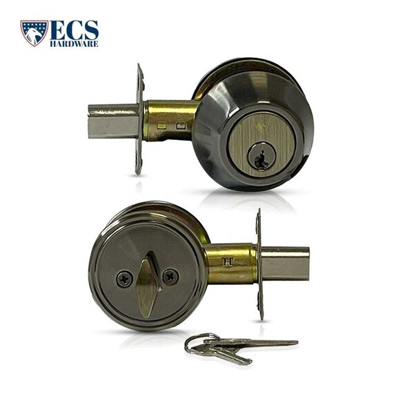 Ecs Hardware Durable Single Cylinder Deadbolt Lock, Antique Brass, Grade 3 SC1/KW1 - ECSH-RDB301-AB-KW1