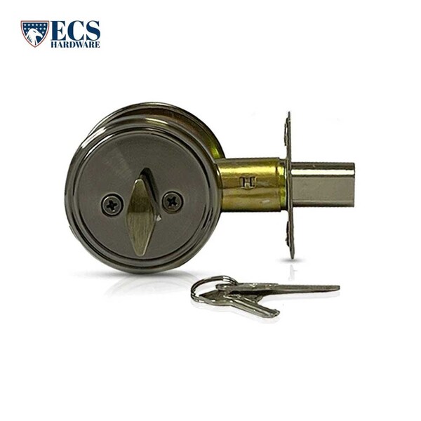 Ecs Hardware Durable Single Cylinder Deadbolt Lock, Antique Brass, Grade 3 SC1/KW1 - ECSH-RDB301-AB-KW1