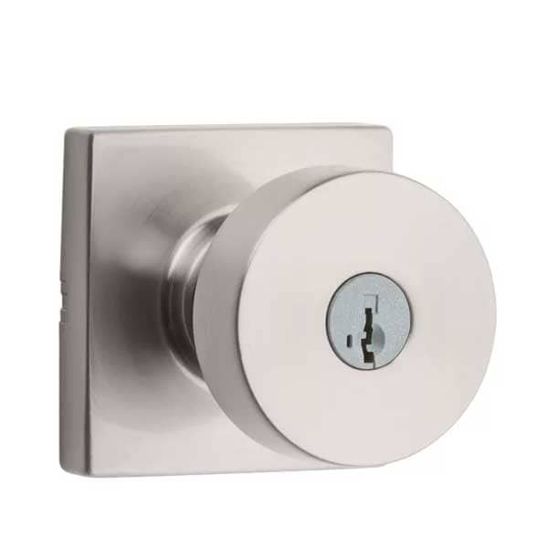 Kwikset Kwikset: Pismo Entry Door Knob with Square Rose  Satin Nickel  / with SmartKey Technology - KWS-740PSK-SQT-SMT-15