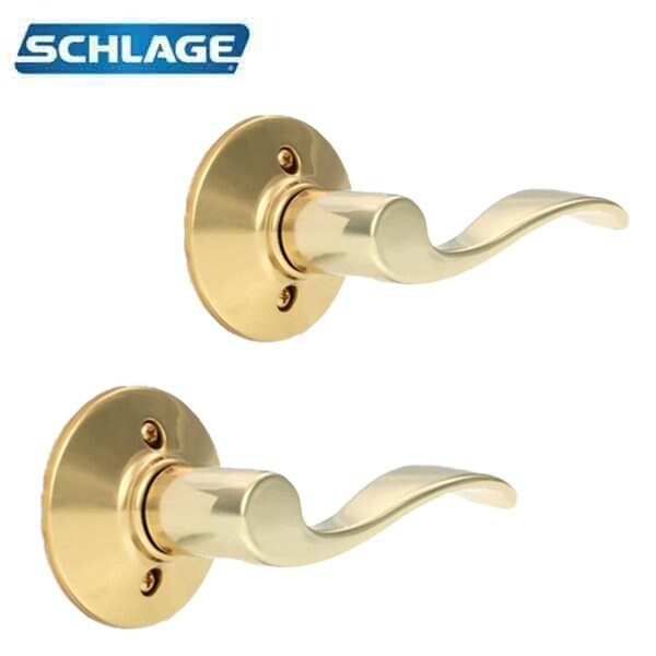 Schlage :Accent Passage Door Lever Set Polished Brass Finish Right Handed - SCH-F10-ACC605-RH