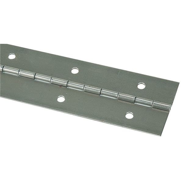 Zoro Select Piano Hinge, Steel, Full Surface Mounting, 1 in Leaf W x 72 in Leaf H, Steel - 4PB12