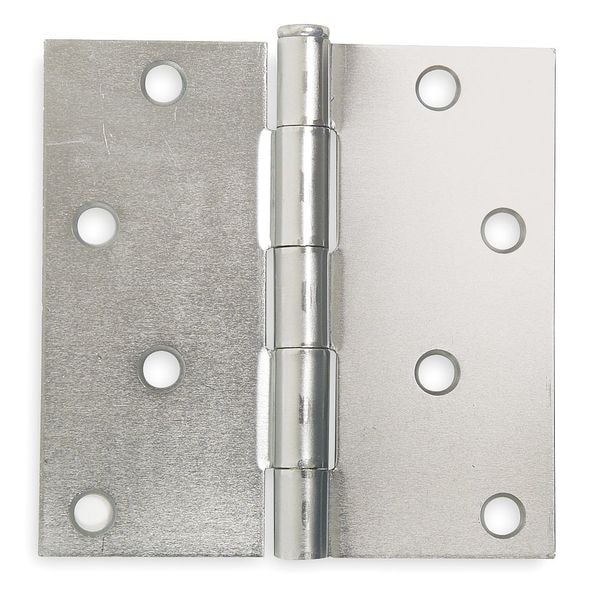 Zoro Select Door and Butt Hinge, Steel, Full Mortise Mounting, 1 3/4 in Leaf W x 4 in Leaf H, zinc plated - 4PA61