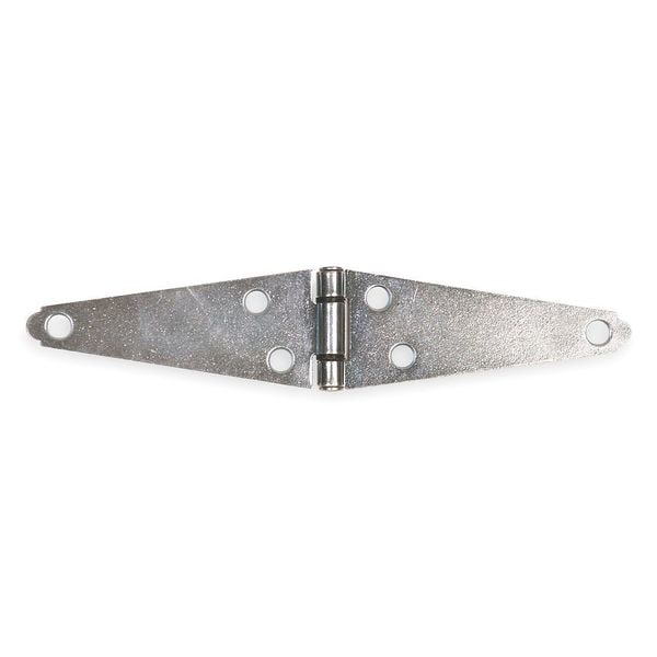 Zoro Select Strap Hinge, Steel, Full Surface Mounting, 4 in Leaf W x 1 1/2 in Leaf H, zinc plated - 4PB41