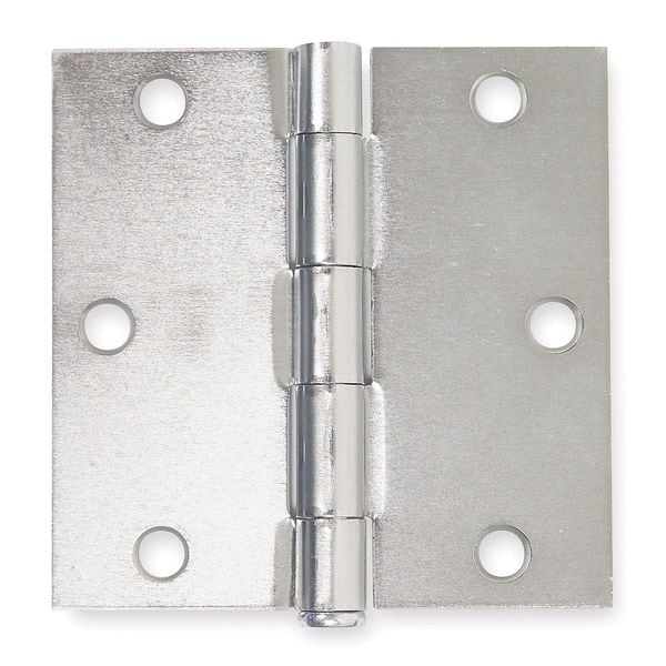 Zoro Select Door and Butt Hinge, Steel, Full Mortise Mounting, 1 1/2 in Leaf W x 3 1/2 in Leaf H, zinc plated - 4PA60