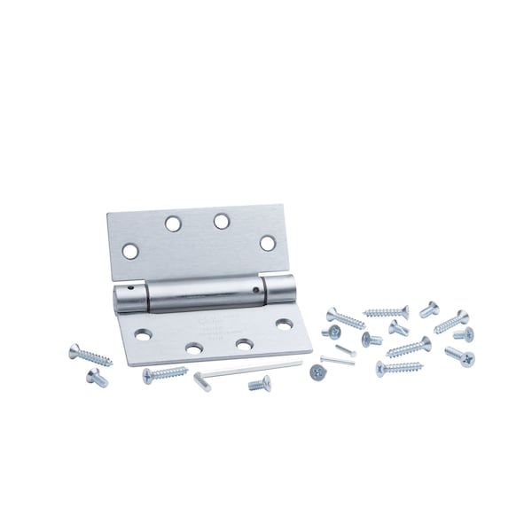 Global Door Controls 4.5 in. x 4.5 in. Brushed Chrome Full Mortise Spring Squared Hinge with Non-Removable Pin - Set of 3 - CPS4545-26D-3