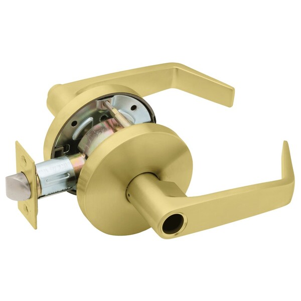 Falcon Grade 2 Storeroom Cylindrical Lock, Less Cylinder, Dane Lever, Standard Rose, Satin Brass Finish - W581LD D 606