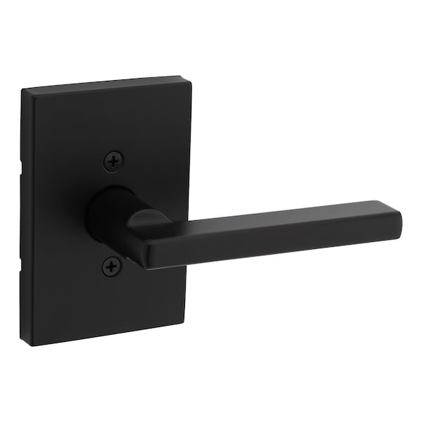 Kwikset Halifax Lever with Rectangular Rose Half Dummy Door Lock Matte Black Finish - 788HFLRCT-514