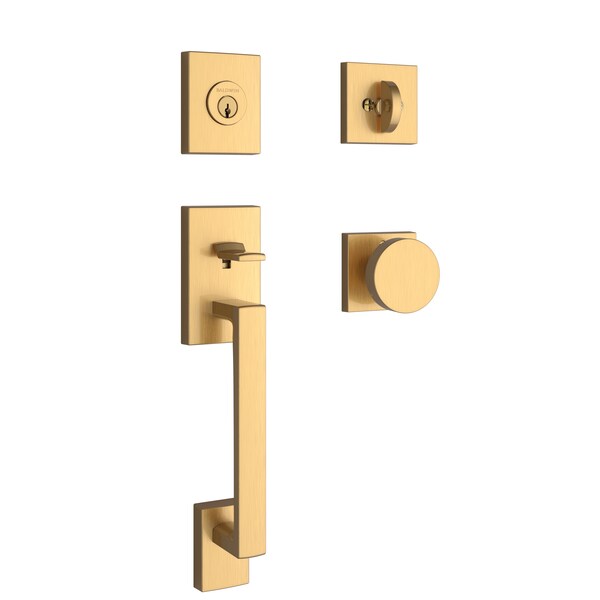 Baldwin Single Cylinder La Jolla Handleset Contemporary Knob Contemporary Square Rose with 6AL Latch and - SCLAJXCONCSR044