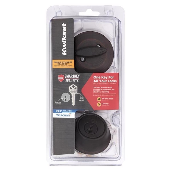 Kwikset Kwikset SmartKey Security Classic Venetian Bronze Entry Knob and Single Cylinder Deadbolt KW1 2-3/4 - 92420-063