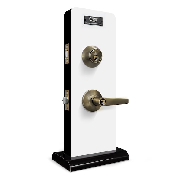 Premier Lock Entry Door Lever Combo Lock Set with Deadbolt Set of 6, Keyed Alike, Antique Brass, 6PK - LED04C-6